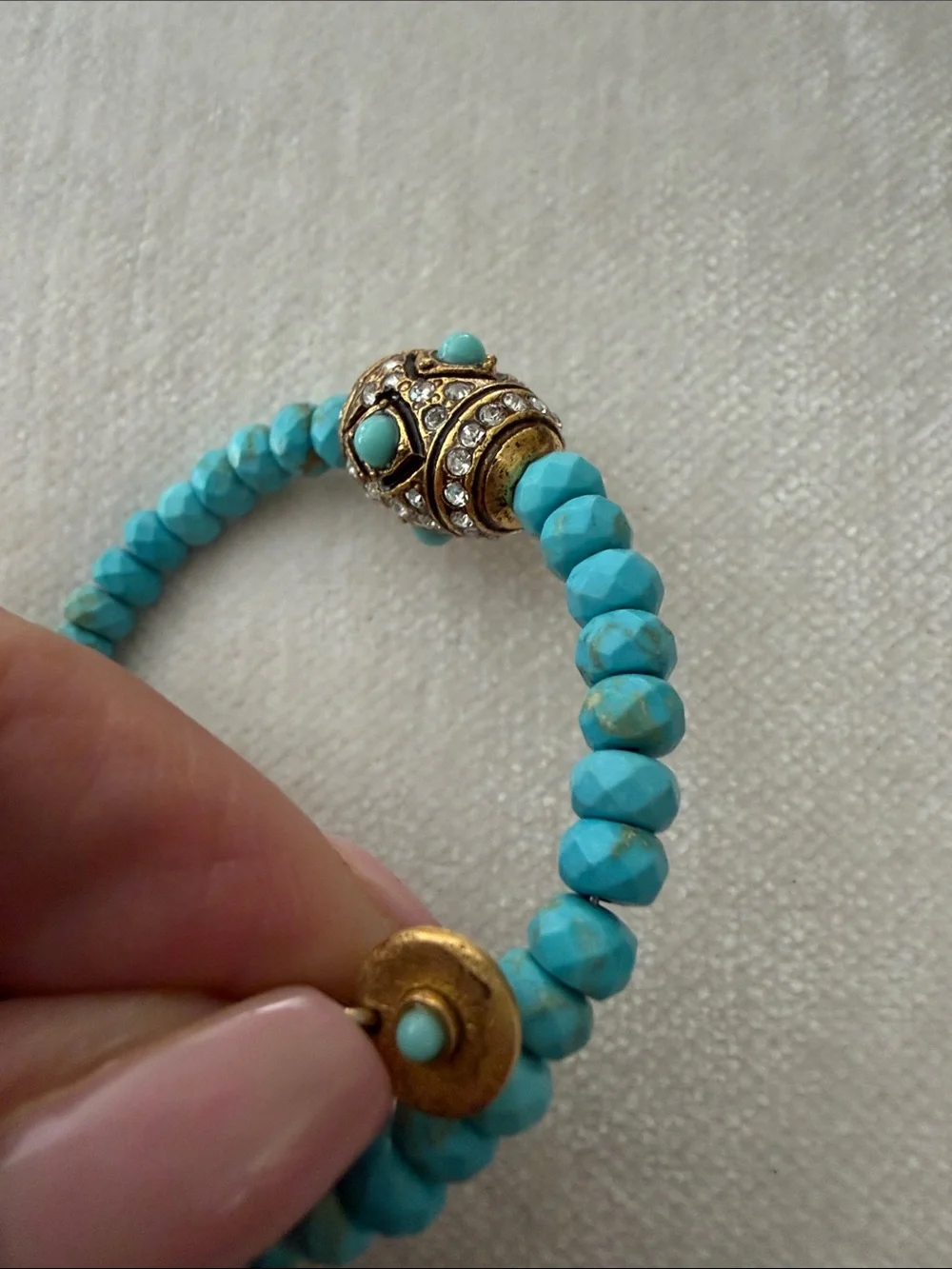 Linda Levinson Designs Turquoise Beaded Evil Eye Wrap Bracelet
